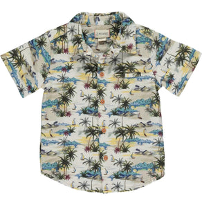 Me & Henry Boys Hawaiian Print Woven Shirt - Cream: Sizes 2/3 to Youth 16