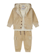 Load image into Gallery viewer, Baby Hooded Corduroy Coat with Sherpa Lining in Cream: Size 3/6M - 24M
