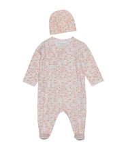 Load image into Gallery viewer, Fixoni Organic Cotton Footed Sleeper in Flower Print With Matching Hat: Size 0-1M to 9M
