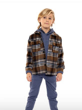 Load image into Gallery viewer, Extra Cozy Brown/Blue Plaid Flannel Shirt/Shacket: Sizes 7 to 14 Years
