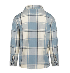 Soft Blue Off White Plaid 100% Cotton Shacket : Sizes 2-6