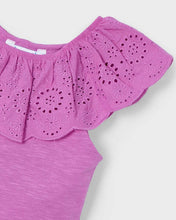 Load image into Gallery viewer, Mayoral Ruffle Eyelet Cropped Shirt in Orchid: Size 2 to 8
