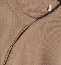Load image into Gallery viewer, Fixoni Long Sleeve Organic Cotton Footless Romper Sleeper In Beige: Size 1M to 9M

