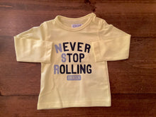 Load image into Gallery viewer, Never Stop Rolling Baby Boy Long Sleeved Tee: Sizes 3M to 24M
