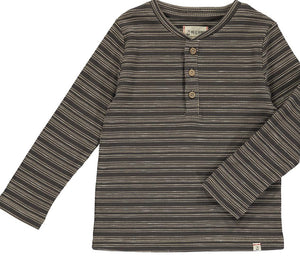 Me & Henry Brown Striped Long Sleeved Henley: Sizes 2/3 to 16Years