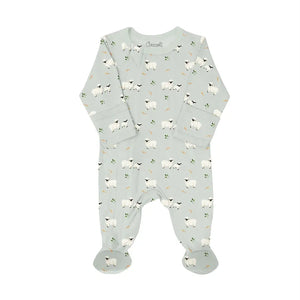 Coccoli Cotton-Modal Zipper Sleeper in Baby Lambs Print: Size NB to 18M