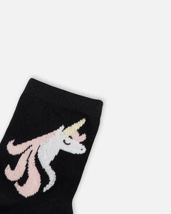 Deux Par Deux 3 Pack Socks - Unicorn/Argyle/Heart: Size 3/4 to 10/12 Years