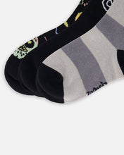Load image into Gallery viewer, Deux Par Deux 3 Pack Socks - Halloween/Stripes Size 3/4 to 10/12 Years
