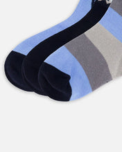 Load image into Gallery viewer, Deux Par Deux 3 Pack Socks - Happy Face/Wolf/Stripes Size 3/4 to 10/12 Years
