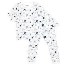 Coccoli White with Blue Stars Pajama Set: Size 2 to 14 Years