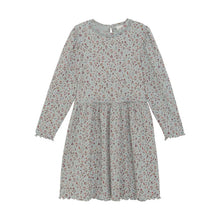 Load image into Gallery viewer, Minymo Long Sleeved Floral Print Dress in Pewter Blue: Sizes 3 to 12 Years
