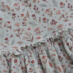 Minymo Long Sleeved Floral Print Dress in Pewter Blue: Sizes 3 to 12 Years