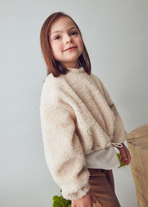 Mayoral Lambswool Combo Pullover Shirt in Cream: Size 3 to 9 Years