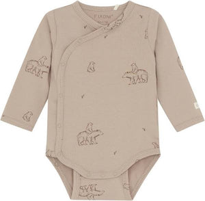 Fixoni Organic Cotton Long Sleeved Onesie in Mama Bear and Baby Print: Size 0M to 18M