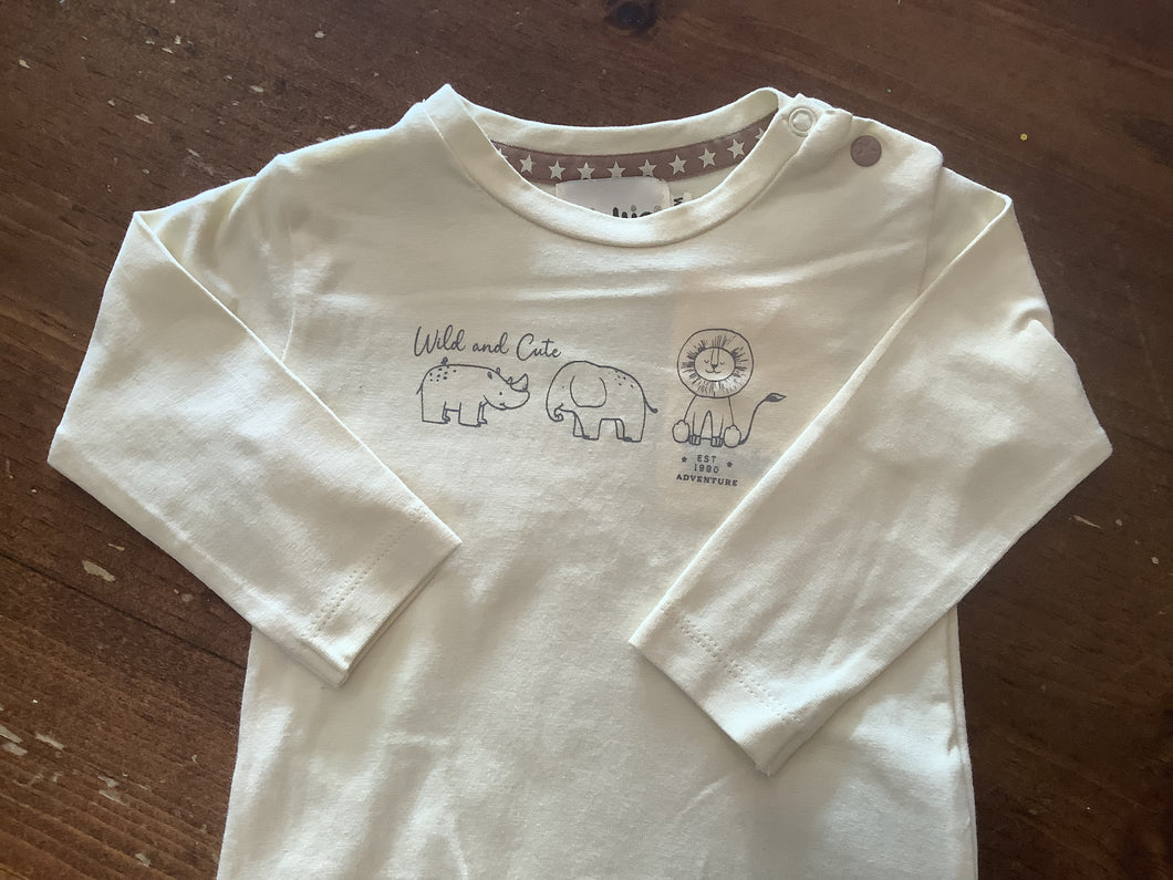 Baby Long Sleeve Shirt “Wild and Cute” Animal Graphic: Size 3/6M - 24M
