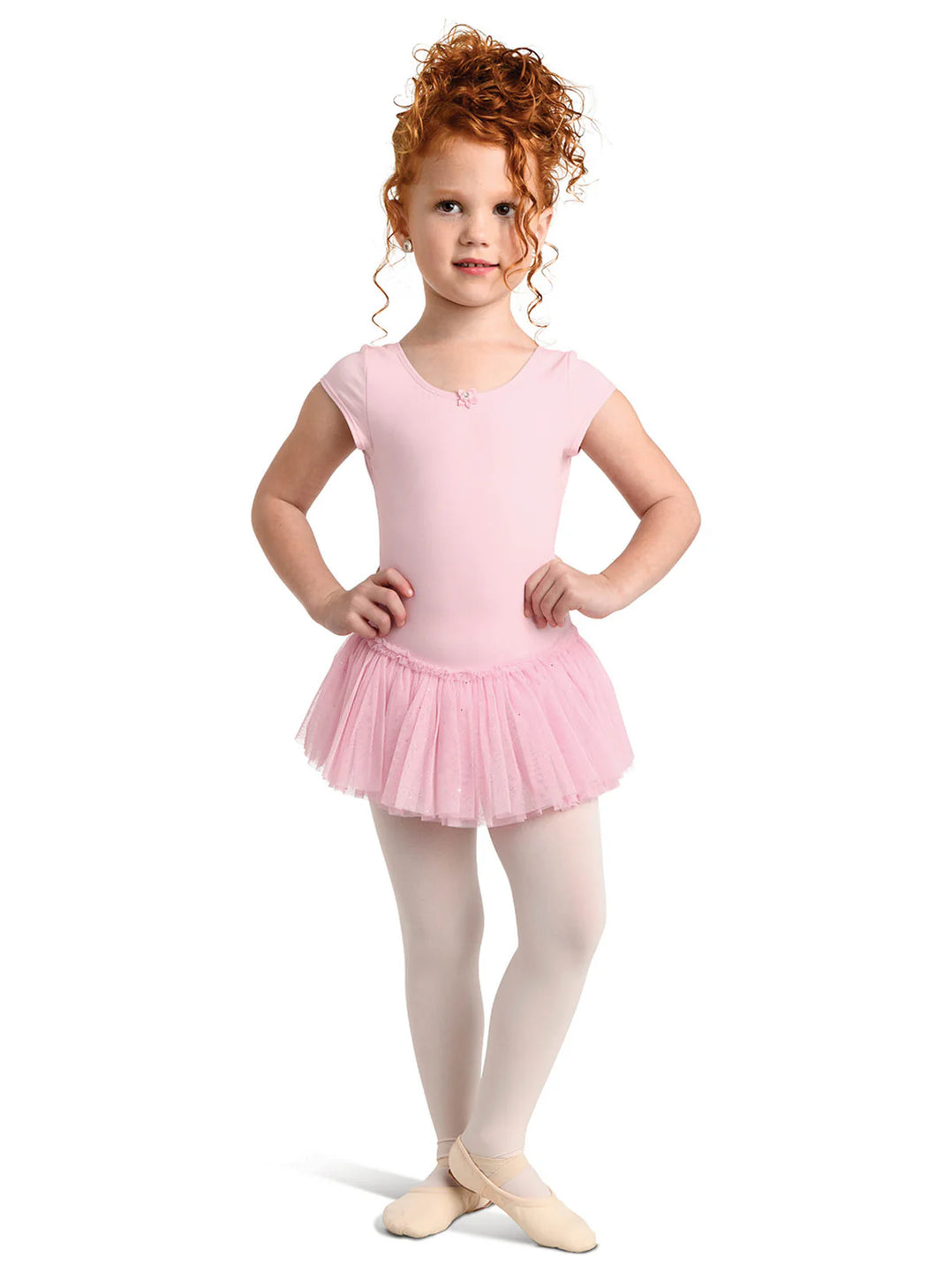 Danz n Motion Cap Sleeve Dance Dress w/Attached TuTu in Pink