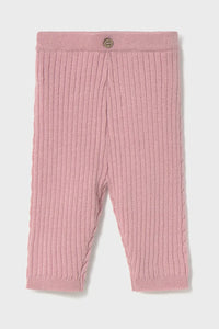 Mayoral Baby Girl Soft Knit Ribbed Leggings in Pink: Size 0/1M to 12M