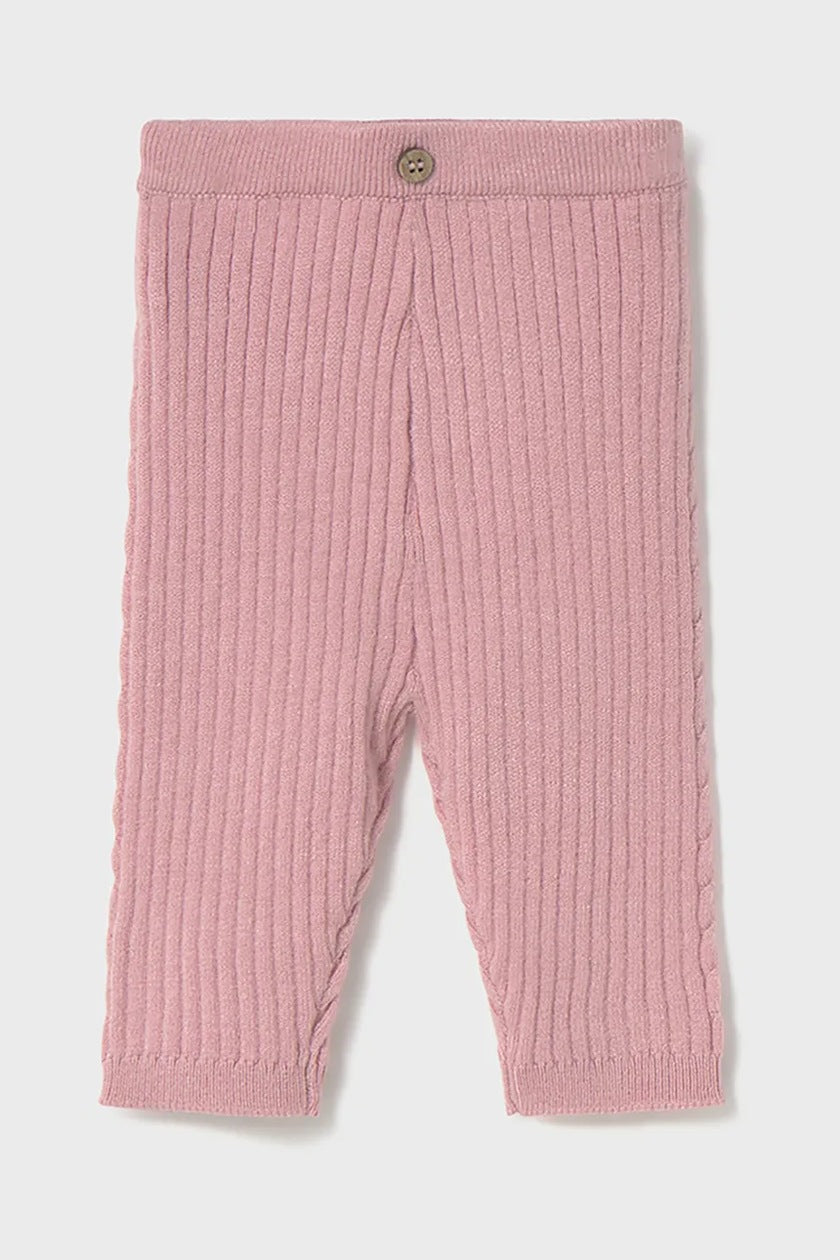 Mayoral Baby Girl Soft Knit Ribbed Leggings in Pink: Size 0/1M to 12M