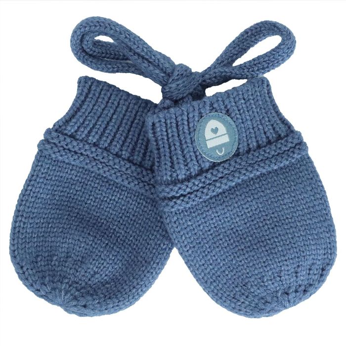 Calikids Infant Cotton Knit Mitts in Arctic Blue