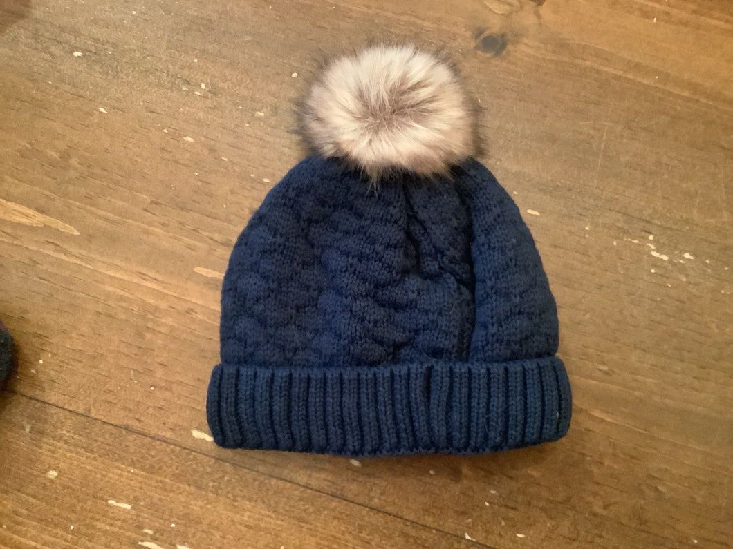 Calikids Baby Knit Hat with PomPom in Navy
