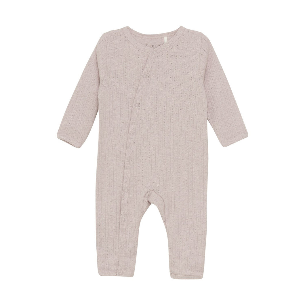 Fixoni Long Sleeve Organic Cotton Footless Romper Sleeper In Light Pink: Size 6M to 18M