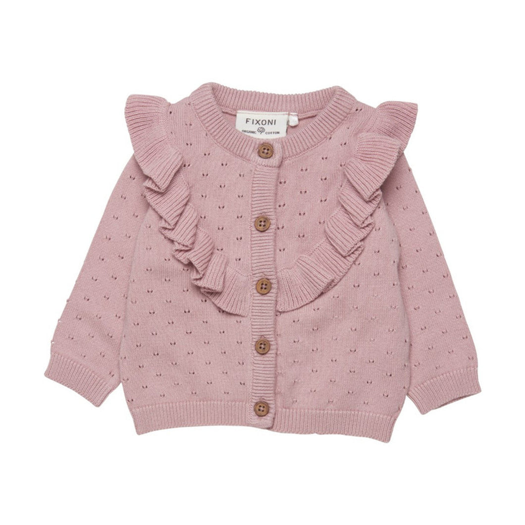 Fixoni Pink Cotton Knit Cardigan for Baby: Sizes 9M to 18M