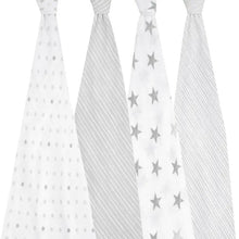Load image into Gallery viewer, Aden + Anais Silky Soft Classic Muslin Cotton Swaddle Blanket Grey Stars Print
