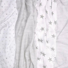 Load image into Gallery viewer, Aden + Anais Silky Soft Classic Muslin Cotton Swaddle Blanket Grey Stars Print
