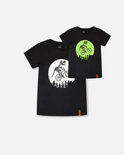 Load image into Gallery viewer, Deux Par Deux Organic Cotton Tee with Glow in the Dark Dinosaur Print: Size 2 to 8 Years
