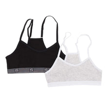 Load image into Gallery viewer, Nano Girls 2 Pack Bralette Grey/Black: Size 8/10 to 14/16
