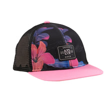 Load image into Gallery viewer, Nano Pink on Black Floral Print Baseball Cap: Sizes 12/24M to 8/12 Years
