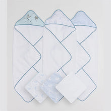 Load image into Gallery viewer, Piccolo 6 Pack Towel and Washcloths Set in Blue: Size 28 x 28, 9 x 9
