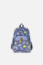 Load image into Gallery viewer, Deux Par Deux Baby Backpack Navy Dino Print
