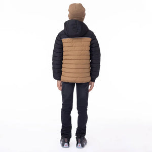 Nano Hooded Puffer Jacket in Taupe/Black : Size 2 to 14