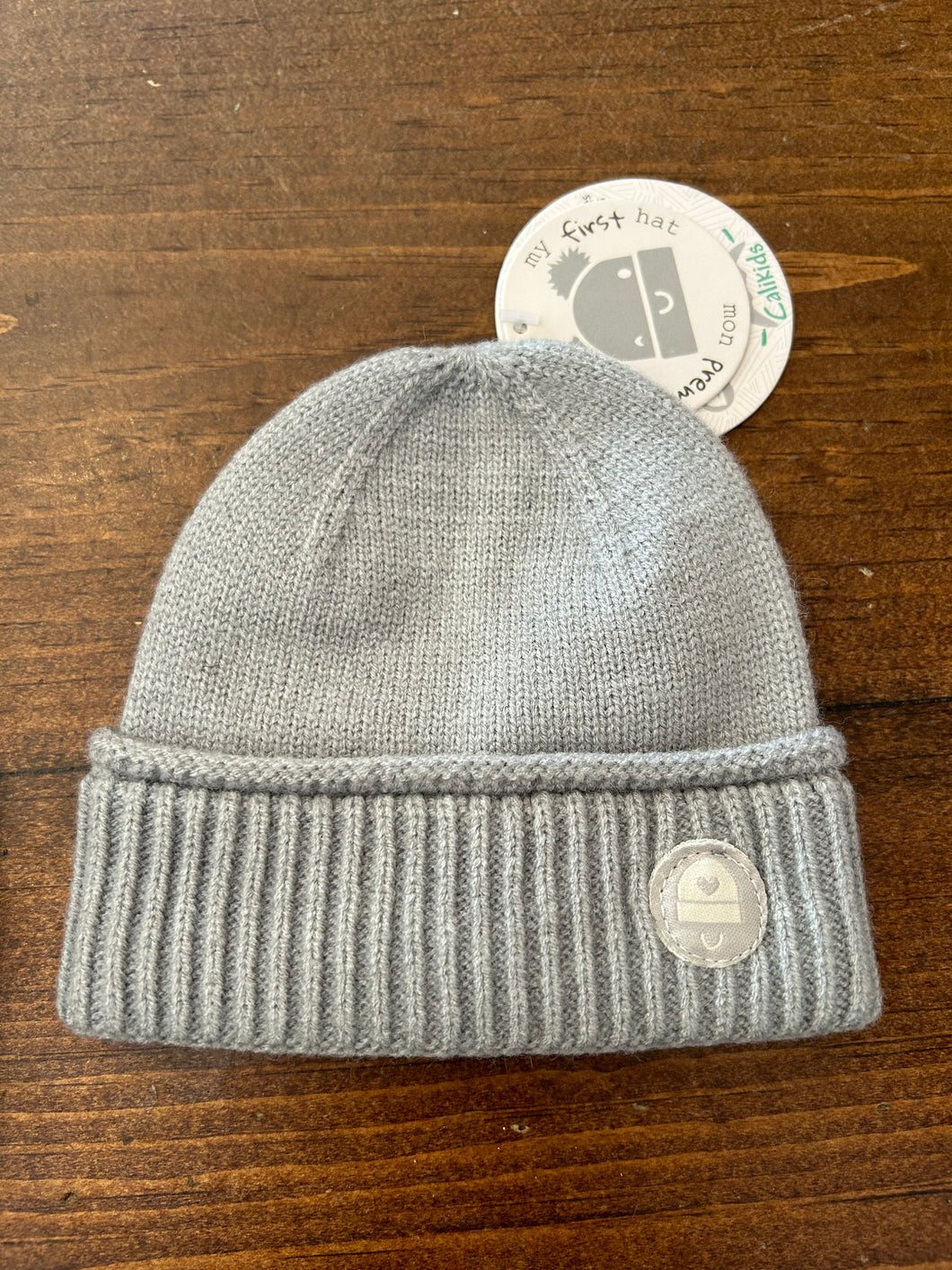 Baby’s First Beanie Hat in Gray: Preemie to 6M