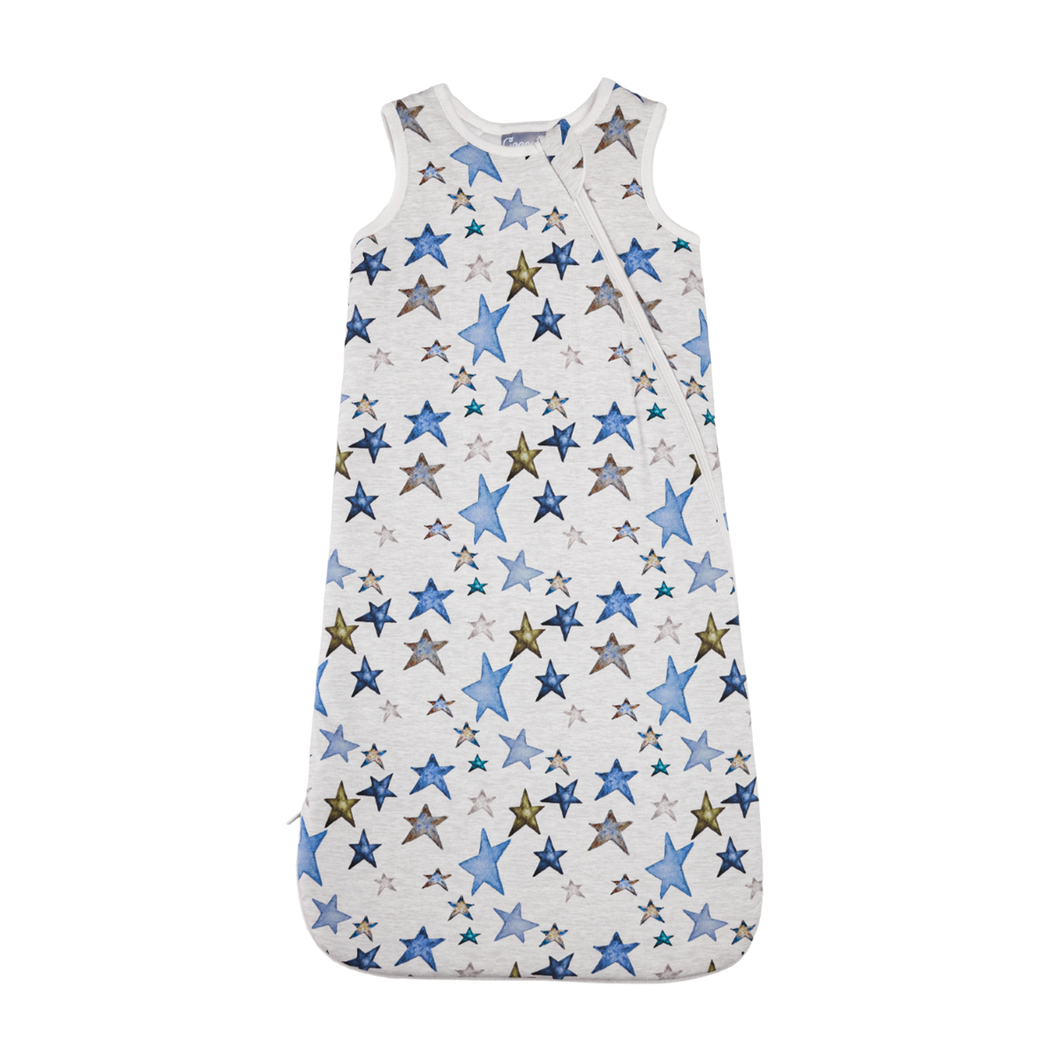 Coccoli Modal Sleepsack Blue Painted Stars Print: Size NB to 18M