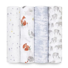 Load image into Gallery viewer, Aden + Anais Silky Soft Muslin Cotton Swaddle Blanket in Fox and Friends Print

