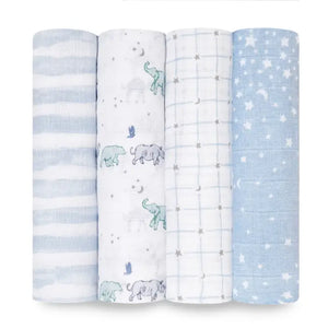 Aden + Anais Silky Soft Muslin Cotton Swaddle Blanket in Stars/Moons/Stripes Print