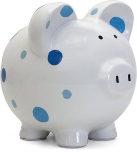 Child to Cherish Blue Dot Pig Piggy Bank