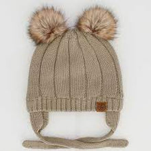 Load image into Gallery viewer, Calikids Cotton Knit Pom Pom Hat In Colour Beige : Size 0/3M to 3/9M
