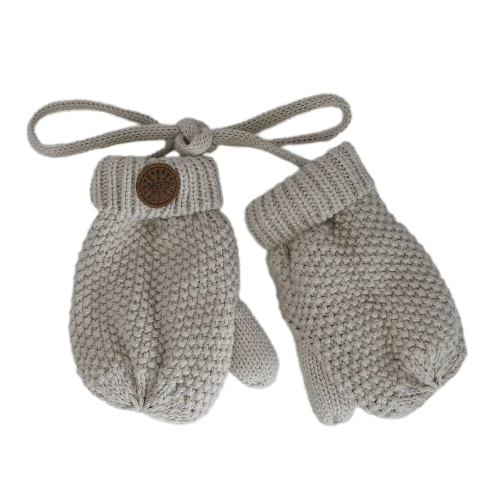 Calikids Infant/Toddler Cotton Knit Mitts in Beige