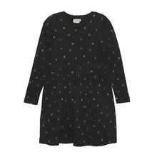 Load image into Gallery viewer, Minymo “Hearts” Long Sleeve Cotton Dress in Soft Black: Size 24M to 12 Years
