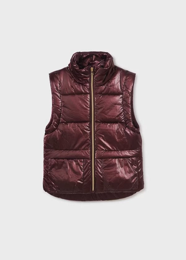 Mayoral Zip Up Puffer Vest in Burgundy: Size 8 to 18 Years