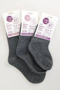 Blue Sky Clothing Merino Wool Socks in Charcoal Grey: Size 3T-7