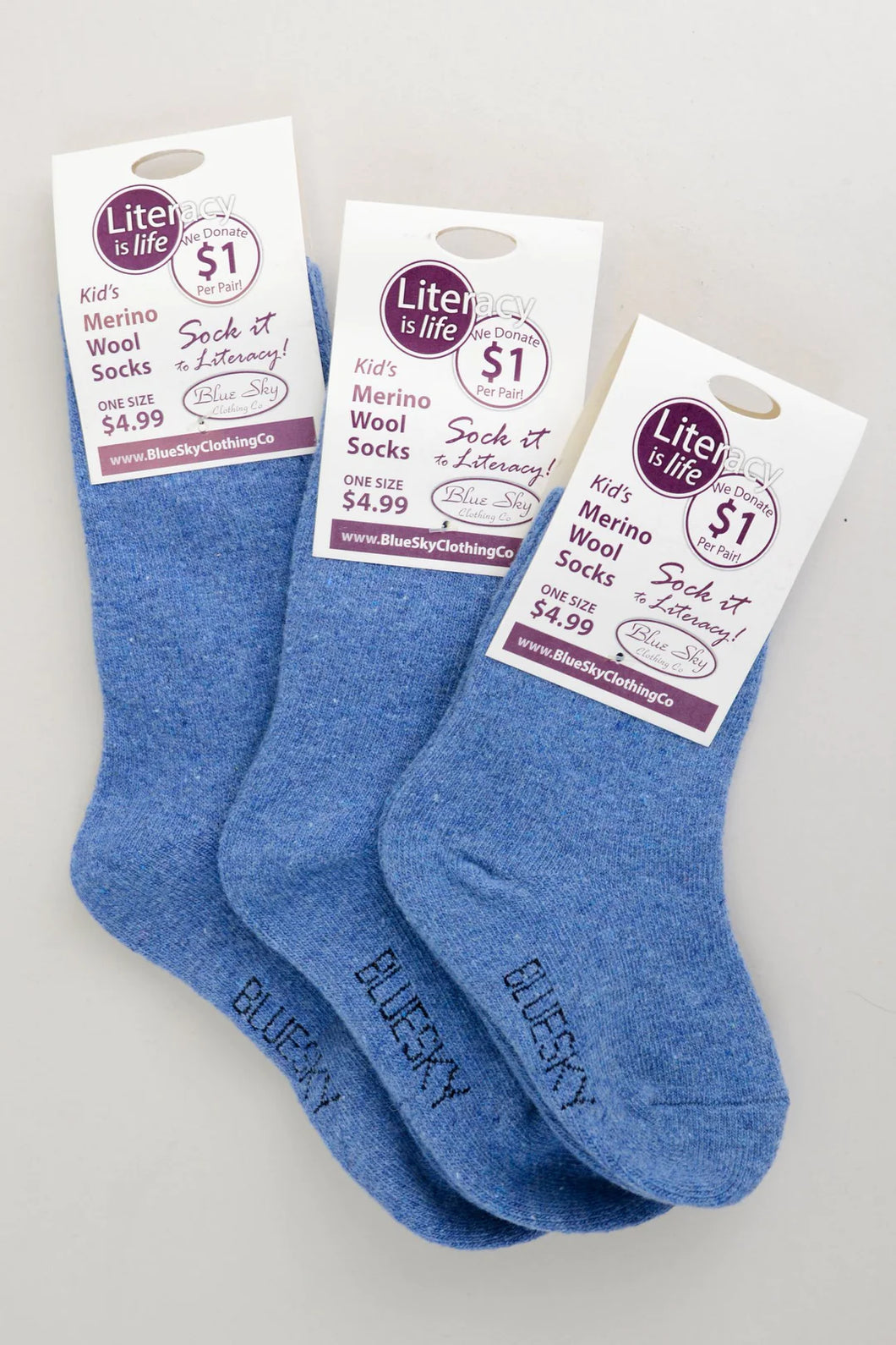 Blue Sky Clothing Baby Merino Wool Socks in Denim Blue: Size 12-24M