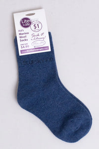 Blue Sky Clothing Baby Merino Wool Socks in Denim Blue: Size 3T-7