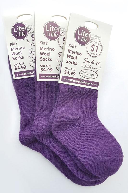 Blue Sky Clothing Merino Wool Socks in Purple: Size 3T-7