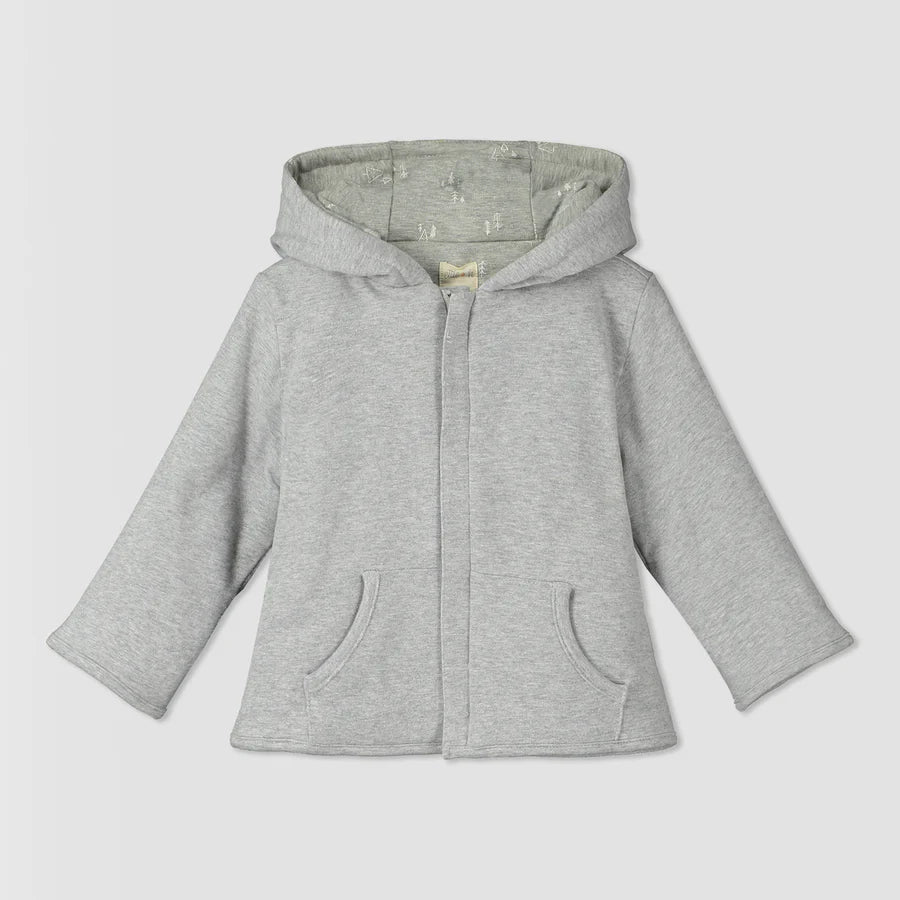 Ettie & H “Austell” Zip Hooded Cotton Coat in Grey Jersey: Size NB to 7 Years