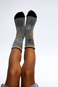 Deux Par Deux Heather Grey Emoji Socks : Size 3-12