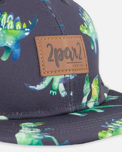 Deux Par Deux Boys Baseball Cap “Printed Dinosaurs” Size 6/24M to 7/12 Years